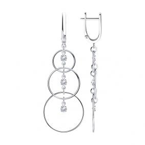 Серебряные серьги SOKOLOV 94022763 с фианитом 94022763 фото