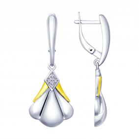 Серебряные серьги SOKOLOV 94022859 с фианитом 94022859 фото