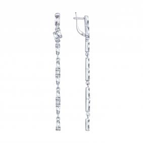 Серебряные серьги SOKOLOV 94022885 с фианитом 94022885 фото