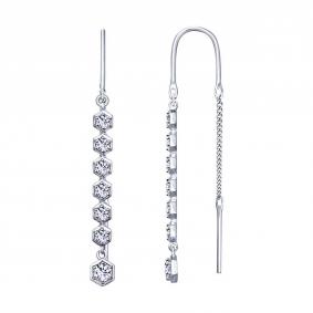 Серебряные серьги SOKOLOV 94022886-91 с фианитом 94022886-91 фото