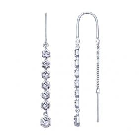 Серебряные серьги SOKOLOV 94022886 с фианитом 94022886 фото