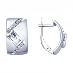 Серебряные серьги SOKOLOV 94022937 с фианитом 94022937 фото