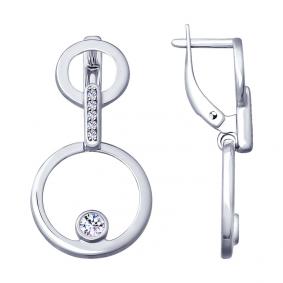 Серебряные серьги SOKOLOV 94022968 с фианитом 94022968 фото