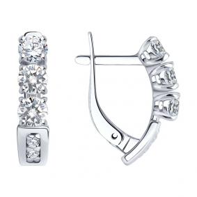Серебряные серьги SOKOLOV 94022979 с фианитом 94022979 фото