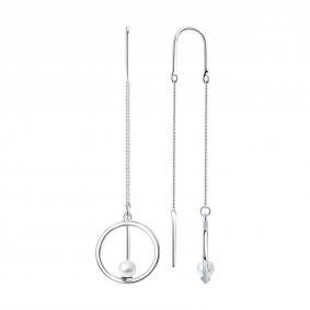 Серебряные серьги SOKOLOV 94023023-91 с жемчугом 94023023-91 фото