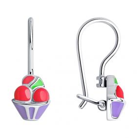 Серебряные серьги SOKOLOV 94023099 с эмалью 94023099 фото