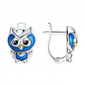 Серебряные серьги SOKOLOV 94023129 с эмалью 94023129 фото