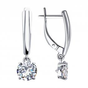 Серебряные серьги SOKOLOV 94023292-91 с фианитом 94023292-91 фото