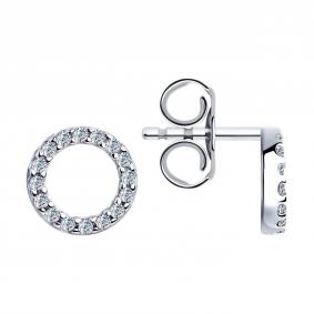 Серебряные серьги SOKOLOV 94023344-91 с фианитом 94023344-91 фото