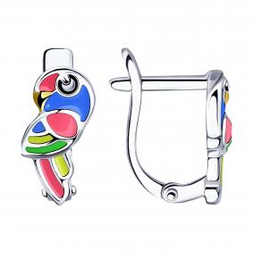 Серебряные серьги SOKOLOV 94023357 с эмалью 94023357 фото