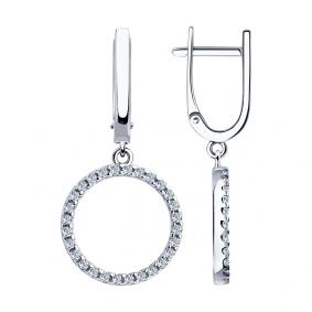 Серебряные серьги SOKOLOV 94023405 с фианитом 94023405 фото