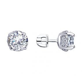 Серебряные серьги SOKOLOV 94023408 с фианитом 94023408 фото