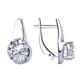 Серебряные серьги SOKOLOV 94023425 с фианитом 94023425 фото