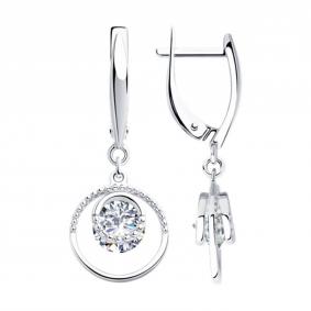 Серебряные серьги SOKOLOV 94023433-91 с фианитом 94023433-91 фото