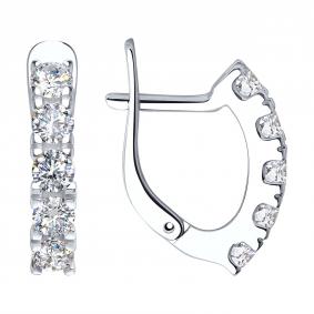 Серебряные серьги SOKOLOV 94023518 с фианитом 94023518 фото