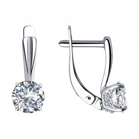 Серебряные серьги SOKOLOV 94023538 с фианитом 94023538 фото