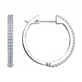 Серебряные серьги SOKOLOV 94023586-91 с фианитом 94023586-91 фото