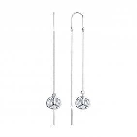 Серебряные серьги SOKOLOV 94023597 с фианитом 94023597 фото