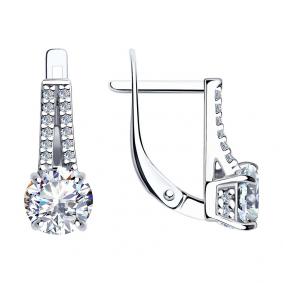 Серебряные серьги SOKOLOV 94023670 с фианитом 94023670 фото