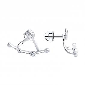 Серебряные серьги-трансформеры SOKOLOV с фианитом 94023748 94023748 фото