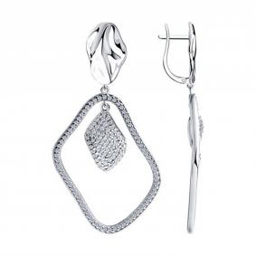 Длинные серебряные серьги SOKOLOV с фианитом 94023802 94023802 фото