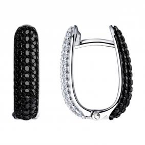 Серебряные серьги-трансформеры SOKOLOV с фианитом 94023872-91 94023872-91 фото