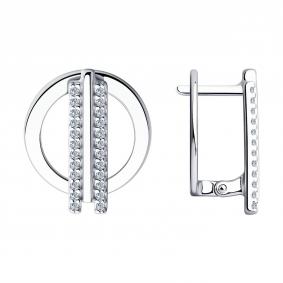 Серебряные серьги SOKOLOV 94023885 с фианитом 94023885 фото