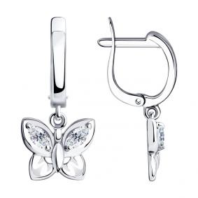 Серебряные серьги SOKOLOV 94023894 с фианитом 94023894 фото