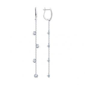 Серебряные серьги SOKOLOV 94023935 с фианитом 94023935 фото