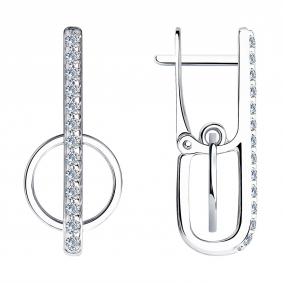 Серебряные серьги SOKOLOV 94023944 с фианитом 94023944 фото