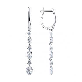 Серебряные серьги SOKOLOV 94023961 с фианитом 94023961 фото