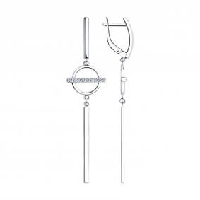 Серебряные серьги SOKOLOV 94023963 с фианитом 94023963 фото