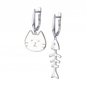 Серебряные серьги SOKOLOV 94023970 с эмалью 94023970 фото