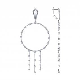 Серебряные серьги SOKOLOV 94023985 с фианитом 94023985 фото