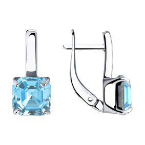 Серебряные серьги SOKOLOV 94024045-91 с ювелирным кристаллом 94024045-91 фото