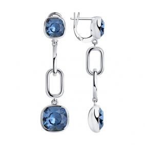 Серебряные серьги SOKOLOV 94024169 с кристаллом Swarovski 94024169 фото