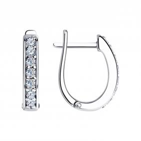 Серебряные серьги SOKOLOV 94024239-91 с фианитом 94024239-91 фото