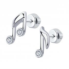 Серебряные серьги SOKOLOV 94024319 с фианитом 94024319 фото