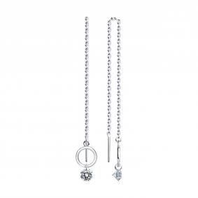 Серебряные серьги SOKOLOV 94024383 с фианитом 94024383 фото