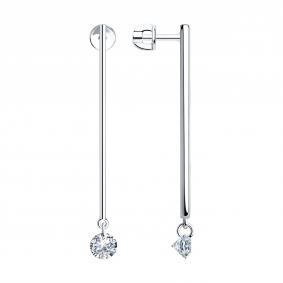 Серебряные серьги SOKOLOV 94024390 с фианитом 94024390 фото