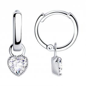 Серебряные серьги-трансформеры SOKOLOV с фианитом 94024415 94024415 фото