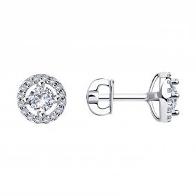 Серебряные серьги SOKOLOV 94024436 с фианитом 94024436 фото