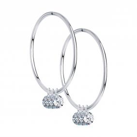 Серебряные серьги-трансформеры SOKOLOV с фианитом 94024469 94024469 фото