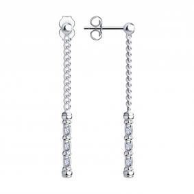 Серебряные серьги SOKOLOV 94024515 с фианитом 94024515 фото