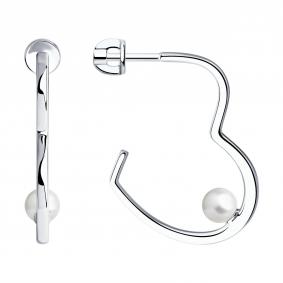 Серебряные серьги SOKOLOV 94024713 с жемчугом Swarovski 94024713 фото