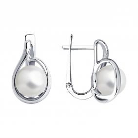 Серебряные серьги SOKOLOV 94024759-91 с жемчугом 94024759-91 фото