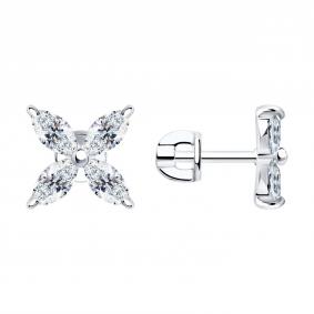 Серебряные серьги SOKOLOV 94024819 с фианитом 94024819 фото