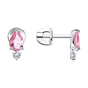 Серебряные серьги SOKOLOV 94024996 с фианитом 94024996 фото