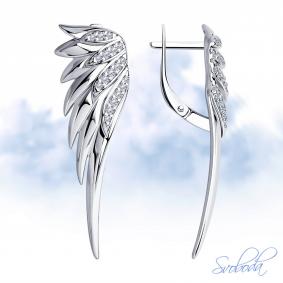 Серебряные серьги SOKOLOV 94025014-91 с фианитом 94025014-91 фото