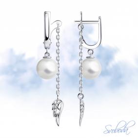Серебряные серьги SOKOLOV 94025017 с жемчугом 94025017 фото